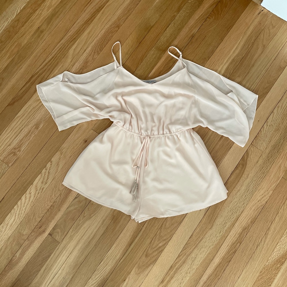 Blush cold shoulder romper